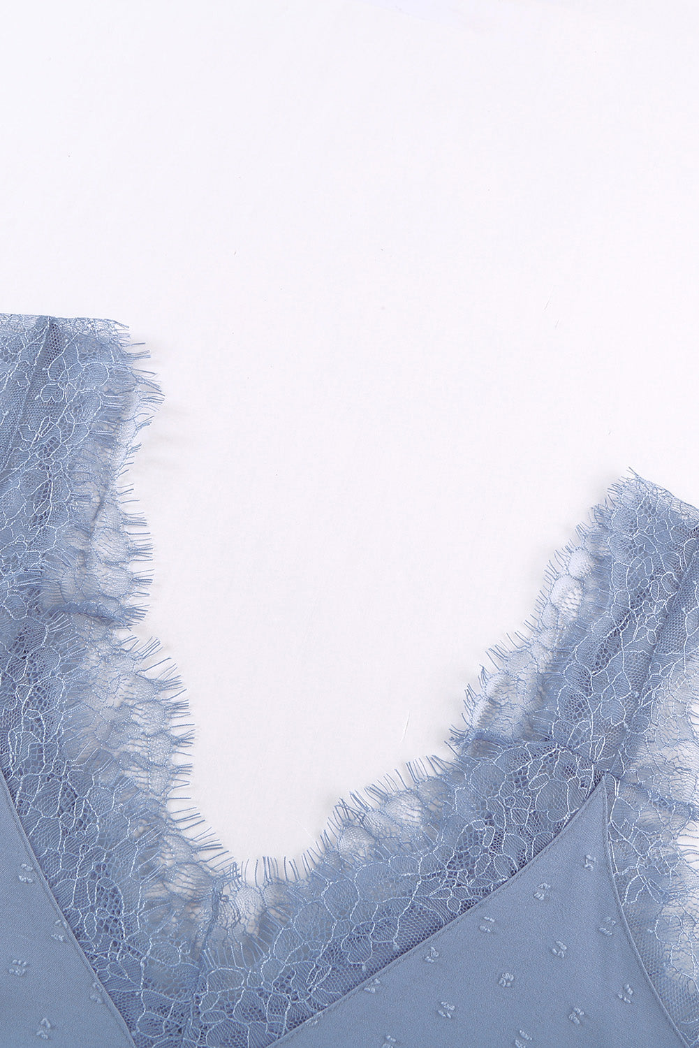 Sky Blue Eyelash V Neck Cami Tank Top