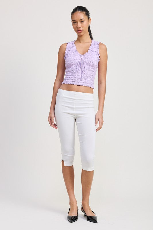 SLEEVELESS RUFFLE TOP