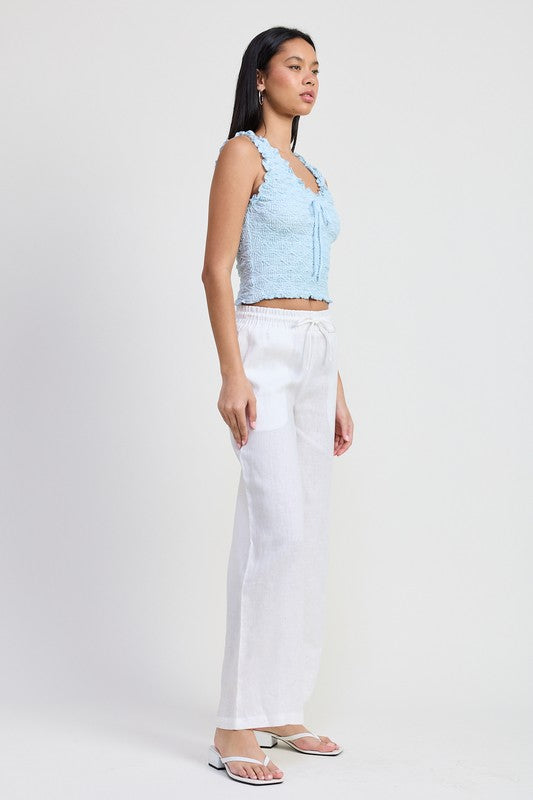 SLEEVELESS RUFFLE TOP