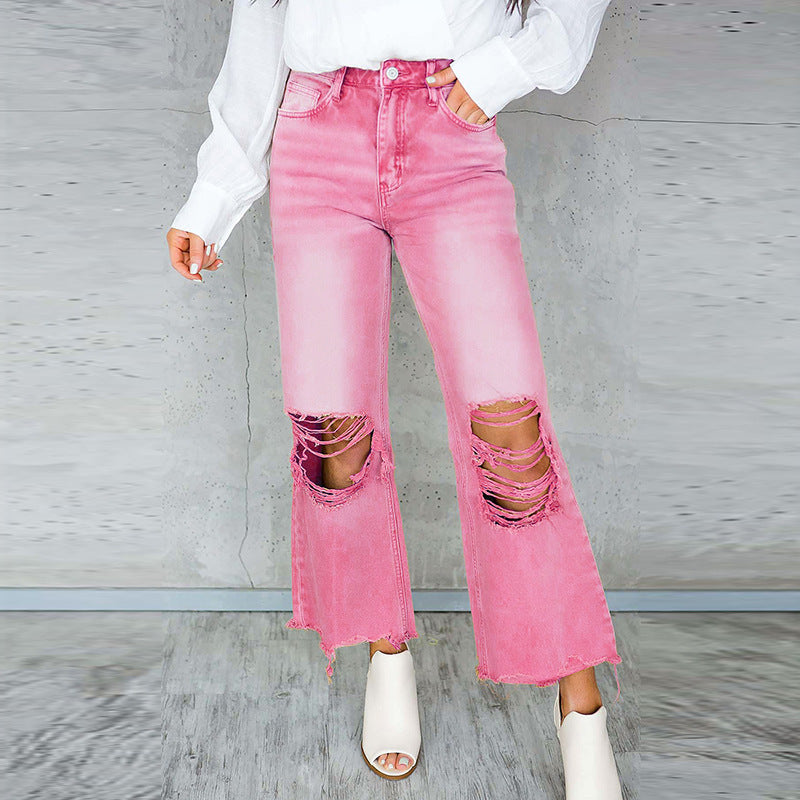 UrbanEdge™ Women's Jeans – High-Waist, Vintage-Ripped Style