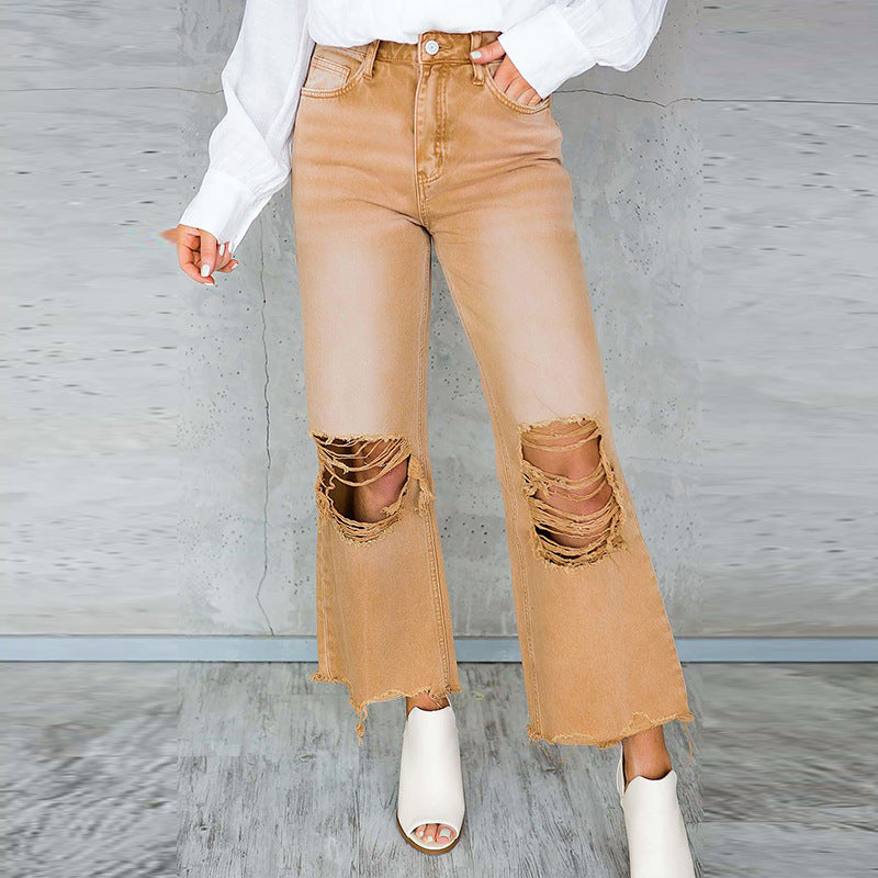 UrbanEdge™ Women's Jeans – High-Waist, Vintage-Ripped Style