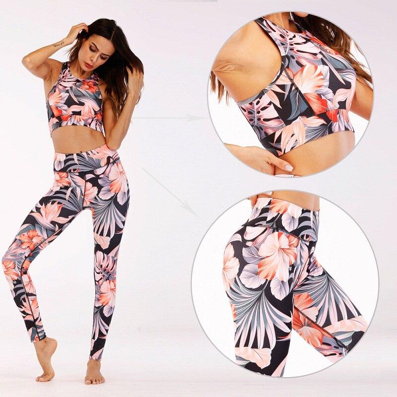 EP Print Women Fitness Yoga Set Sportwear Outfits Floral Workout