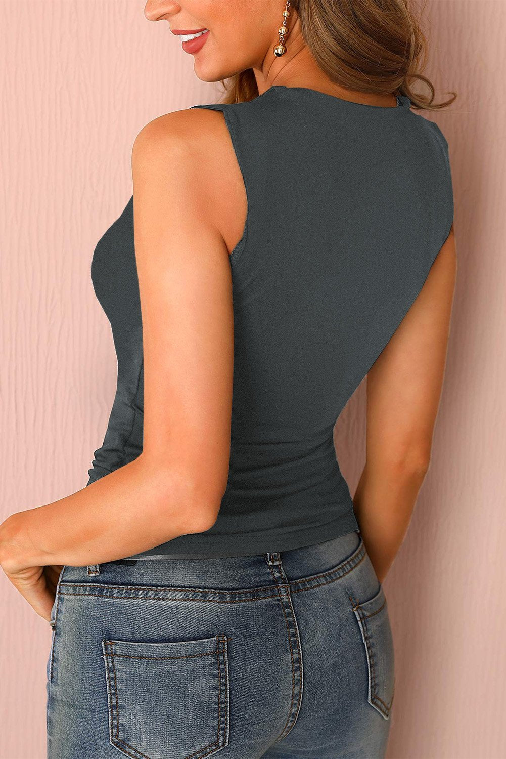 Brief Studded Detail Multi-Strap Casual Tank Top