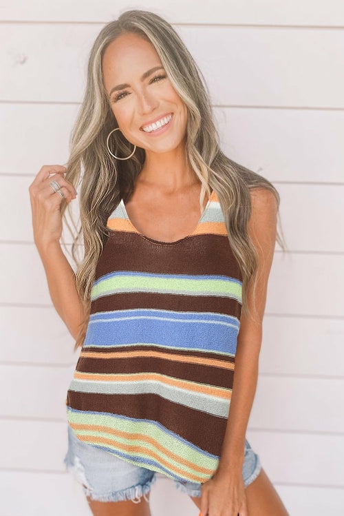 Multicolor Striped Knit Tank Top