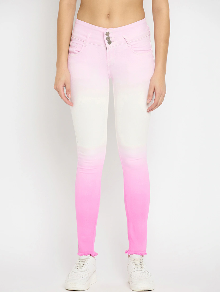 Women's Cotton High Rise Denim Jeans(Size34)(Colorlight blue)