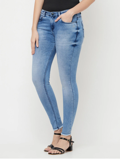 Women High Rise Denim Jeans(Size32)(Colorblue)