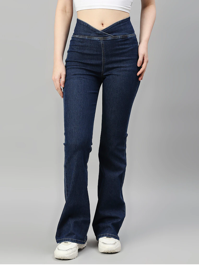 Women's Cotton High Rise Denim Jeans(Size34)(Colornavy blue)