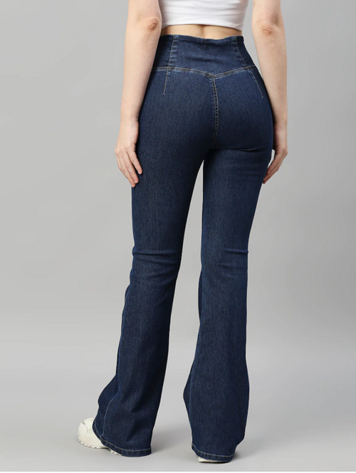 Women's Cotton High Rise Denim Jeans(Size34)(Colornavy blue)