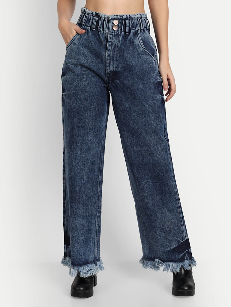 Women High Rise Denim Jeans(Size30)(Colorblue)