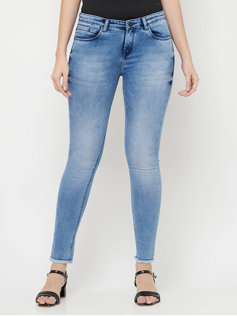 Women High Rise Denim Jeans(Size32)(Colorblue)
