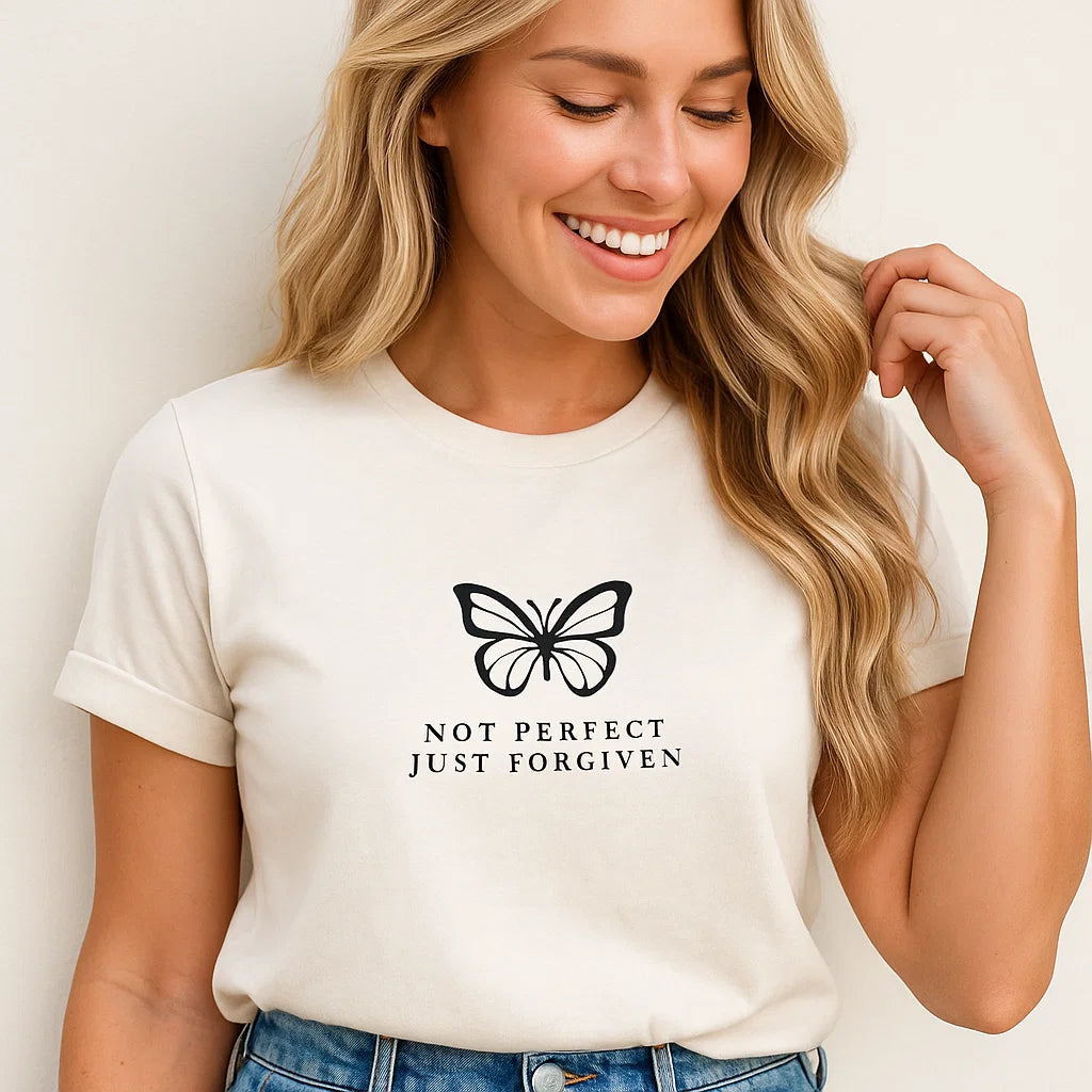 Not Perfect Just Forgiven Shirt, Quote Tee, Women's Top